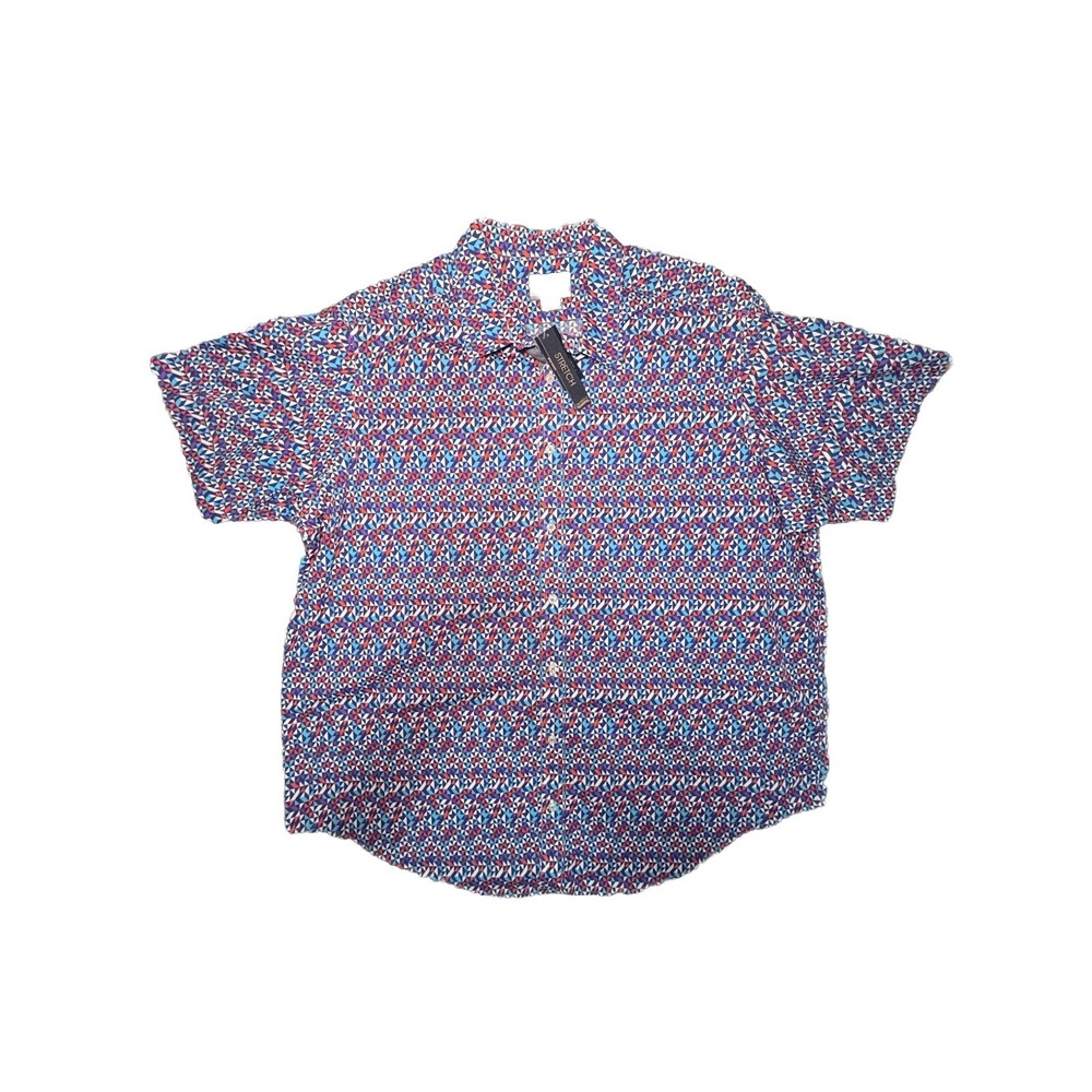 Daniel Cremieux Short Sleeve Button-Down Shirt in Red, Blue, White Pattern